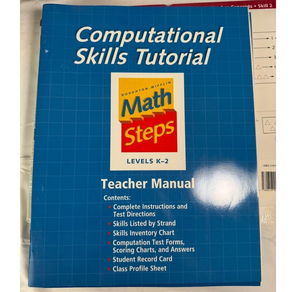 Houghton Mifflin Math Steps Computational Skills Tutorial Kit Levels 1-2 K-2 VTG